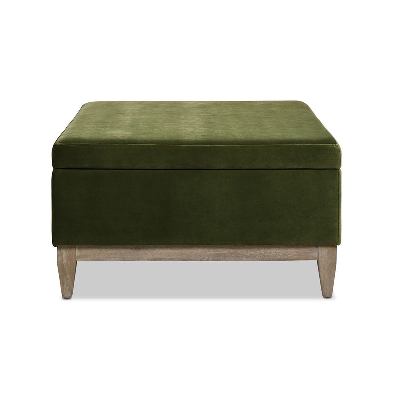 Knox - Square Storage Cocktail Ottoman - Olive Green by HouseOfZazla