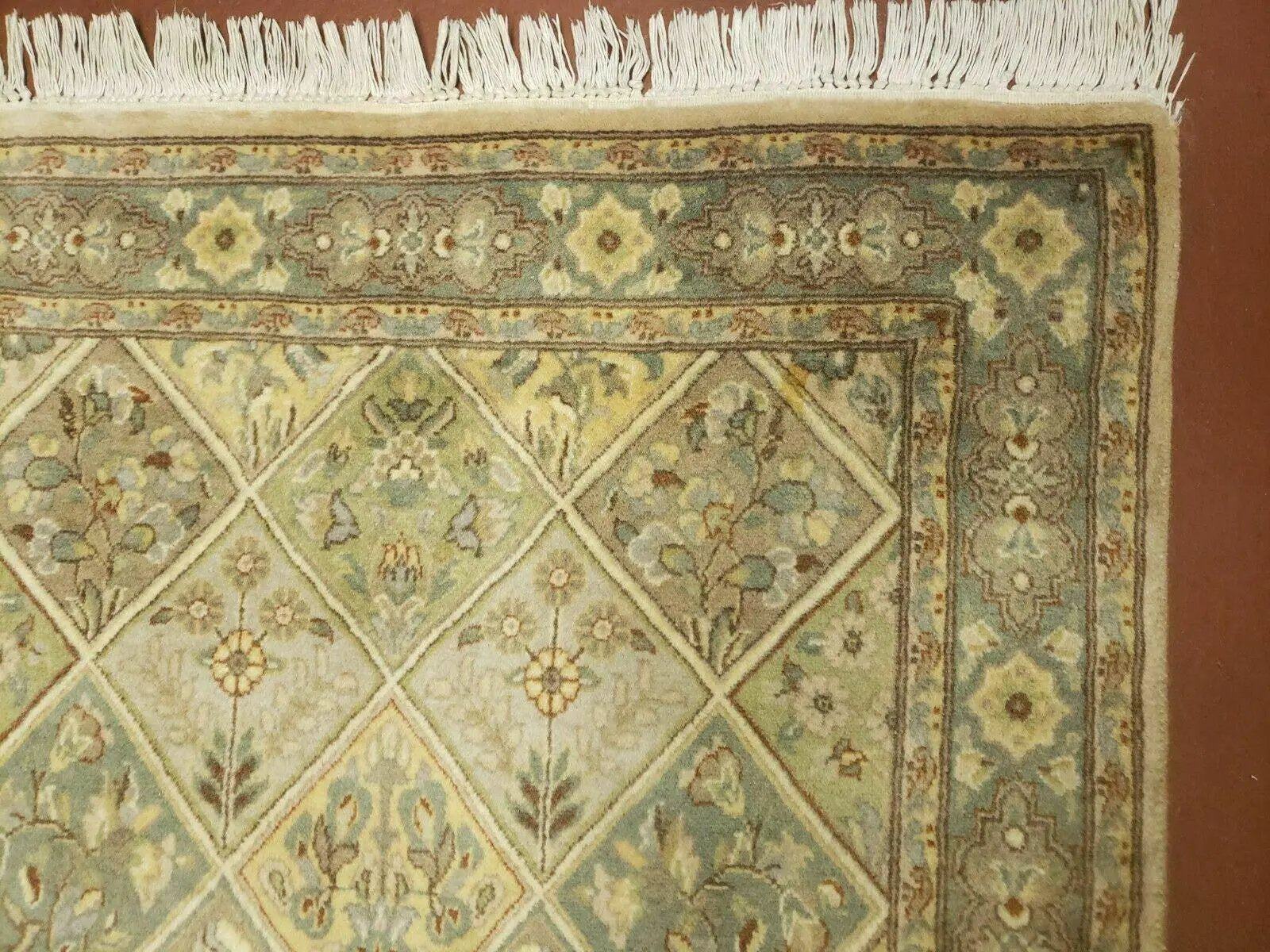 2' 7" X 9' Vintage Handmade India Floral Oriental Wool Runner Rug Hand Knotted by Jewel Rugs