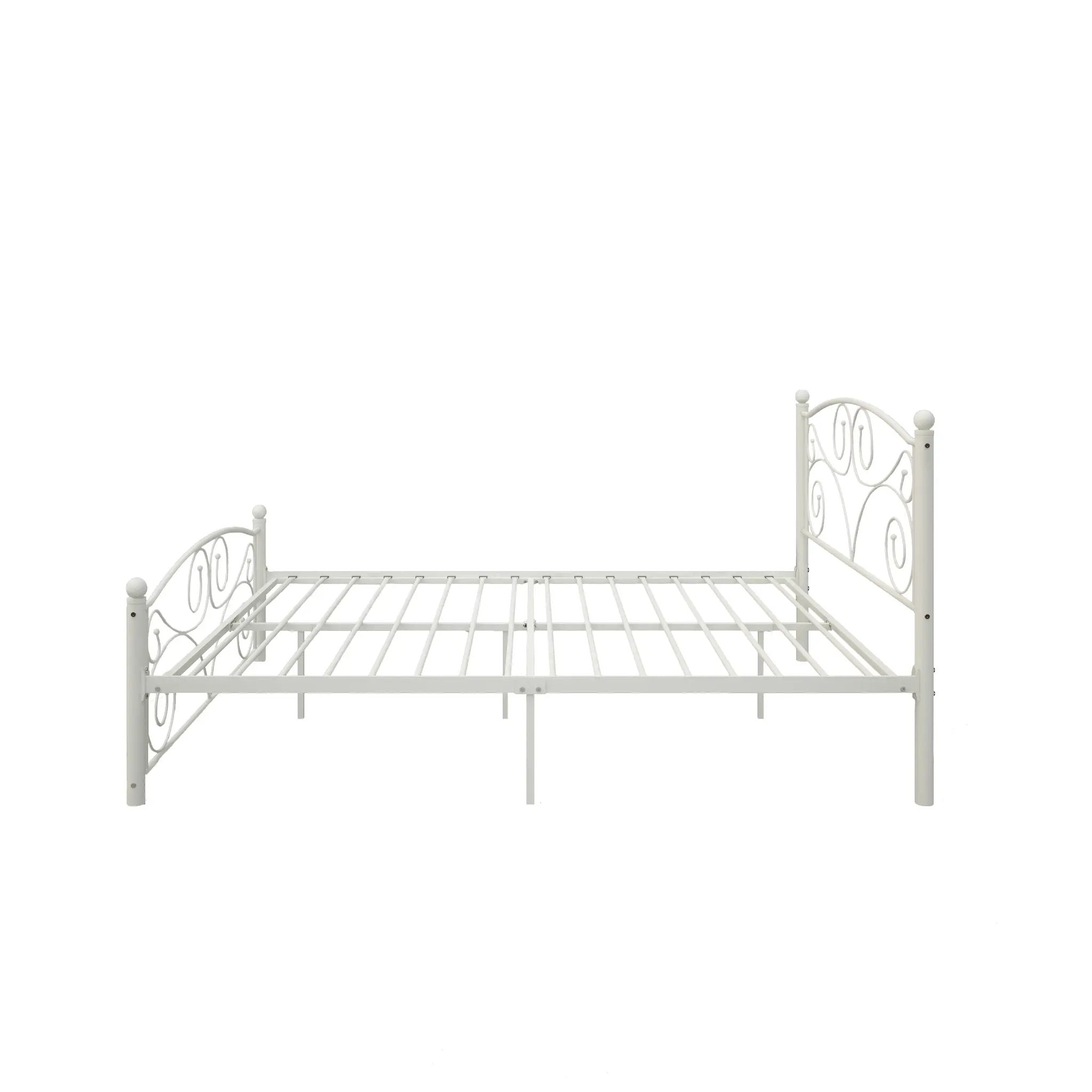 Queen Size Unique Flower Sturdy System Metal Bed Frame with Headboard and Footboard by HouseOfZazla