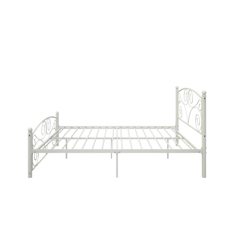 Queen Size Unique Flower Sturdy System Metal Bed Frame with Headboard and Footboard by HouseOfZazla