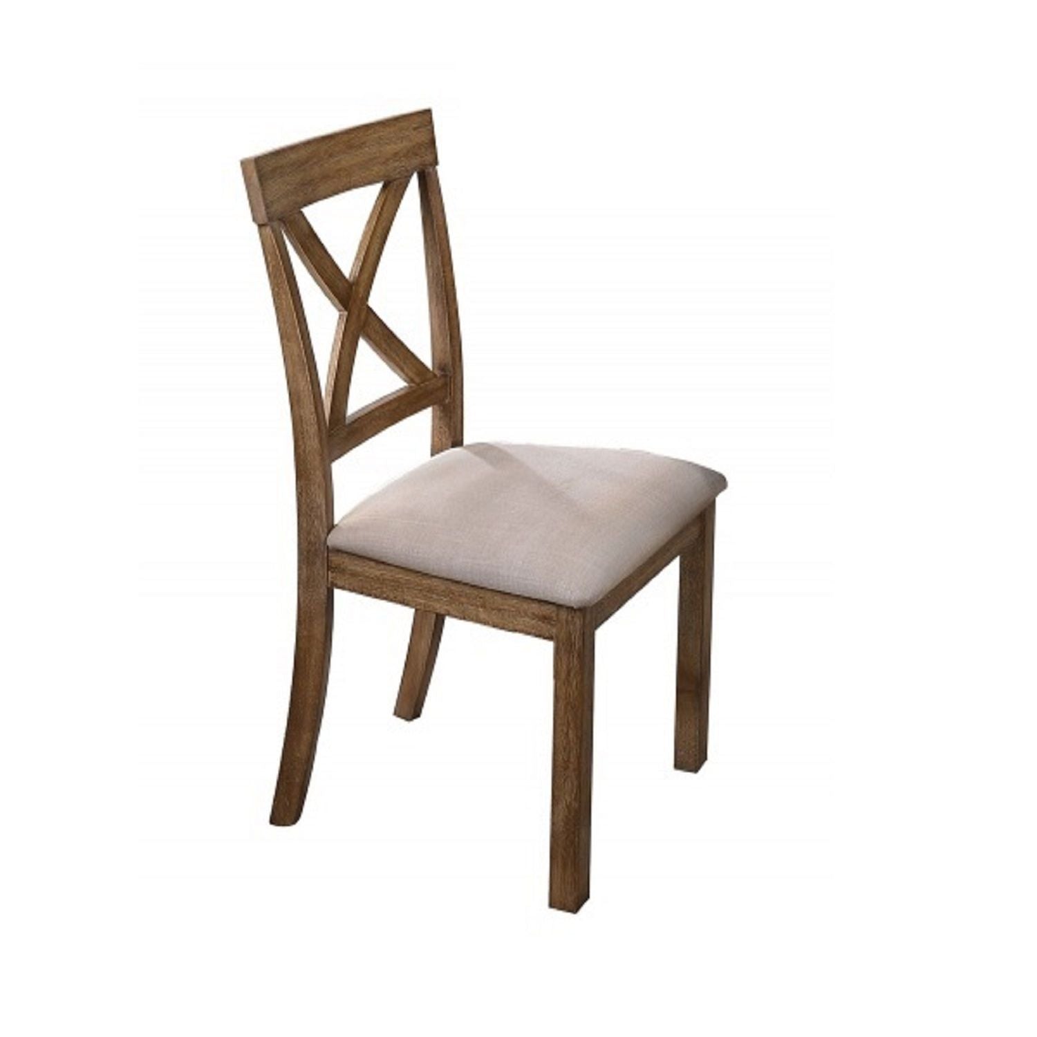 Dining Chair With Open X Back (Set of 2) - Brown / Beige by HouseOfZazla