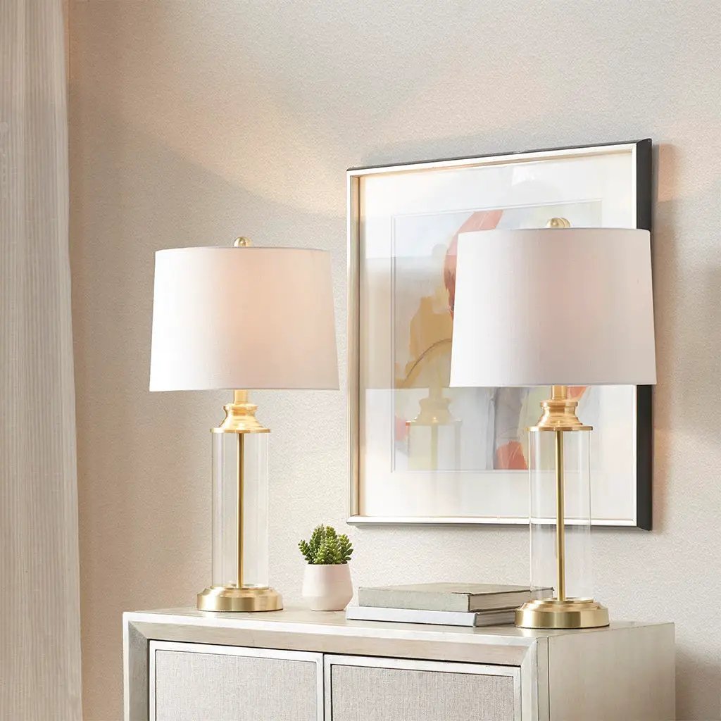 Clarity Glass Cylinder Table Lamp Set of 2 by HouseOfZazla