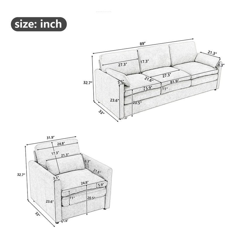 Cloud Sofa Set Couch For Living Room by Unique Piece Furniture