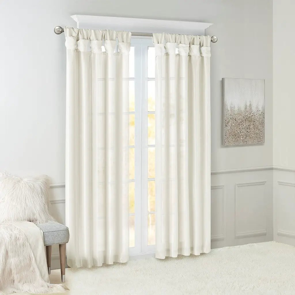 Twist Tab Lined Window Curtain Panel White 50x95 by HouseOfZazla