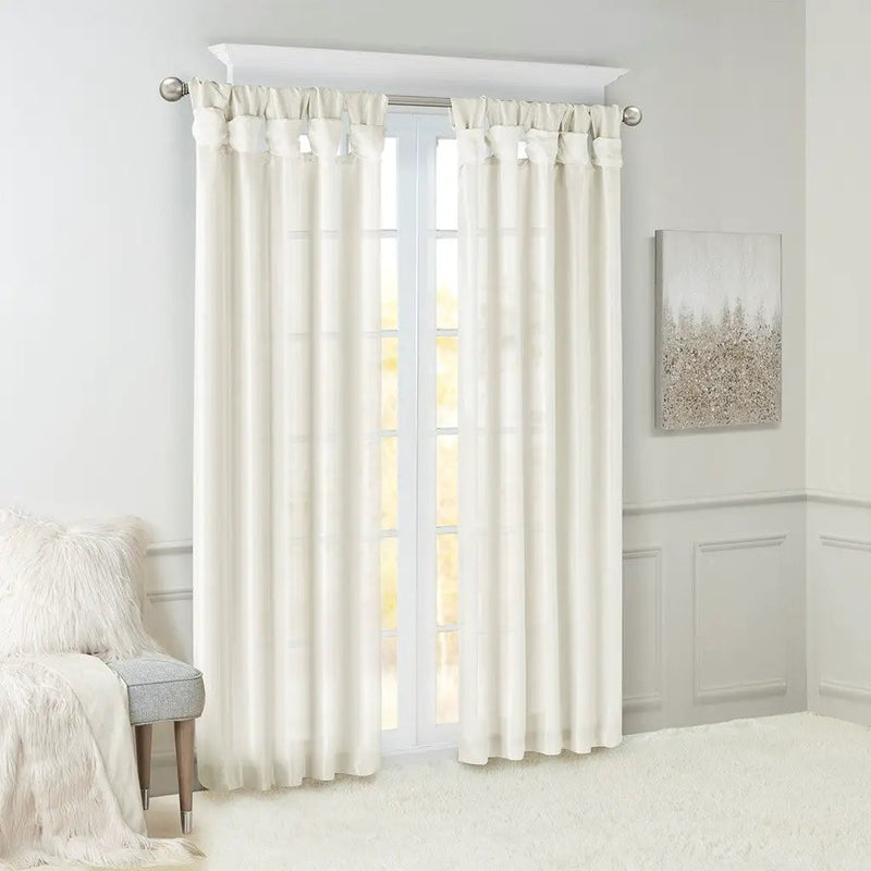 Twist Tab Lined Window Curtain Panel White 50x95 by HouseOfZazla