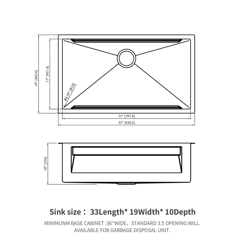 Undermount Kitchen Sink, Single Bowl With Ledge Workstation, 16 Gauge Stainless Steel - Brushed Nickel by HouseOfZazla