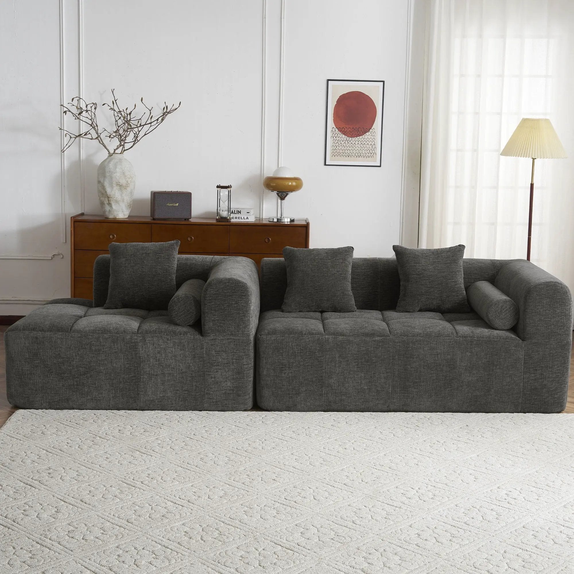Sectional Free Combined Sofa With 2 Side Pockets by HouseOfZazla