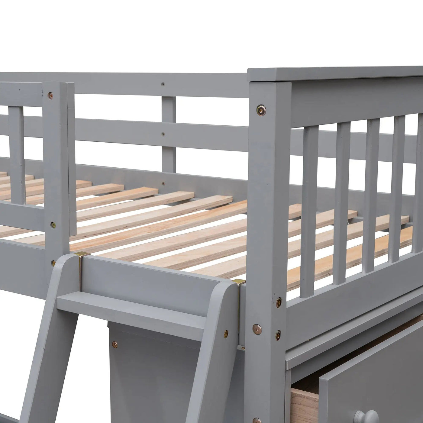 Bunk Bed With 6 Drawers And Flexible Shelves, Bottom Bed With Wheels by HouseOfZazla