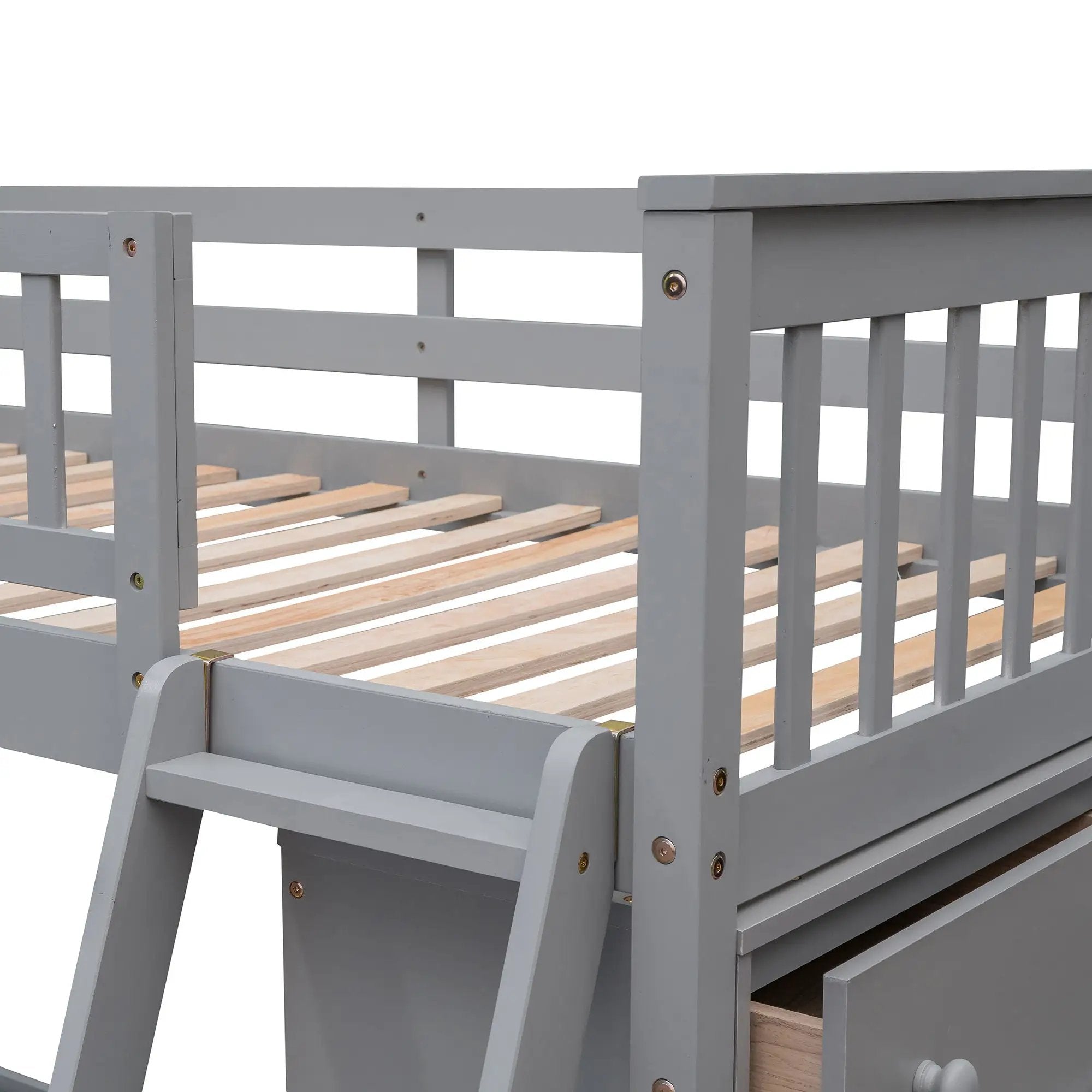 Bunk Bed With 6 Drawers And Flexible Shelves, Bottom Bed With Wheels by HouseOfZazla