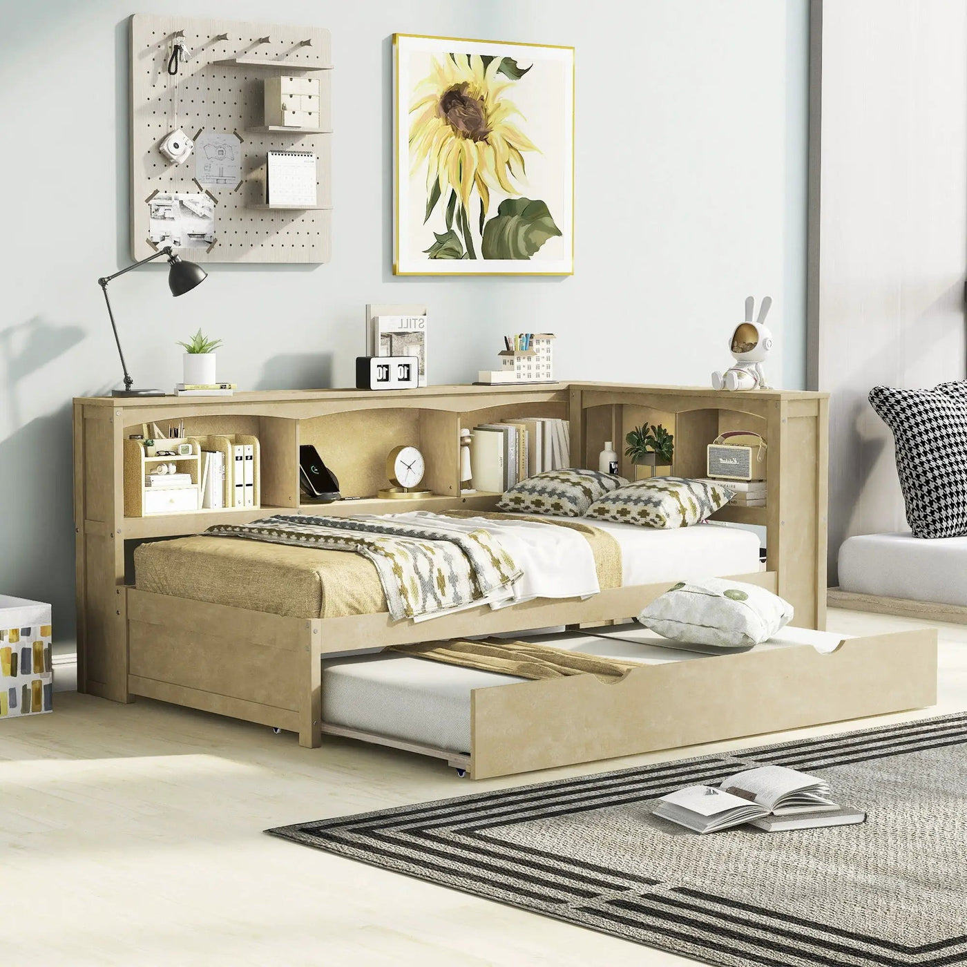 Daybed With Trundle, Storage Cabinets, USB Ports by HouseOfZazla