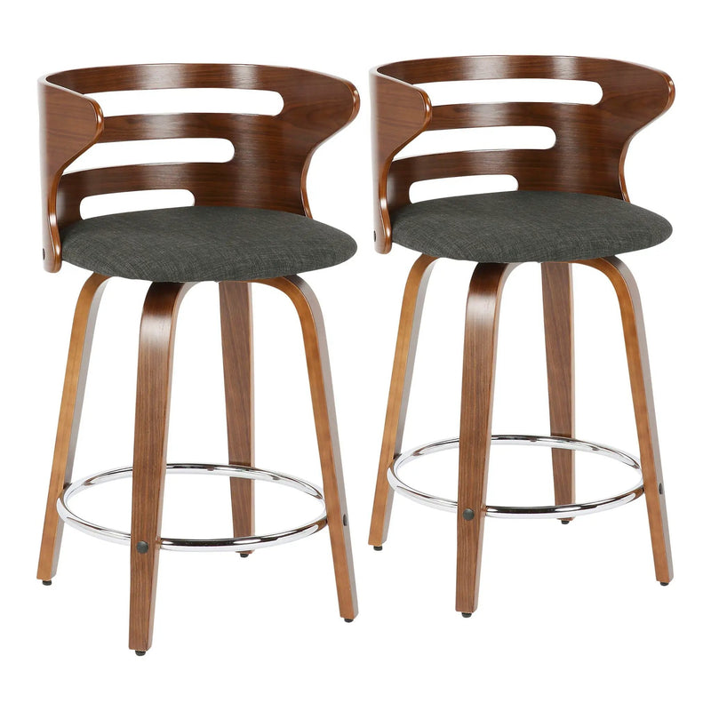 Cosini - Mid Century Modern Fixed Height Counter Stool With Footrest With Swivel (Set of 2) by HouseOfZazla