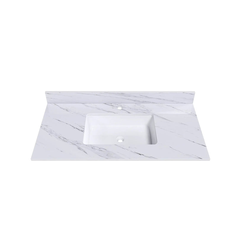 Bianco Carrara Venato Marble Vanity Top With Pre Drilled Faucet Hole And Undermount Sink by HouseOfZazla