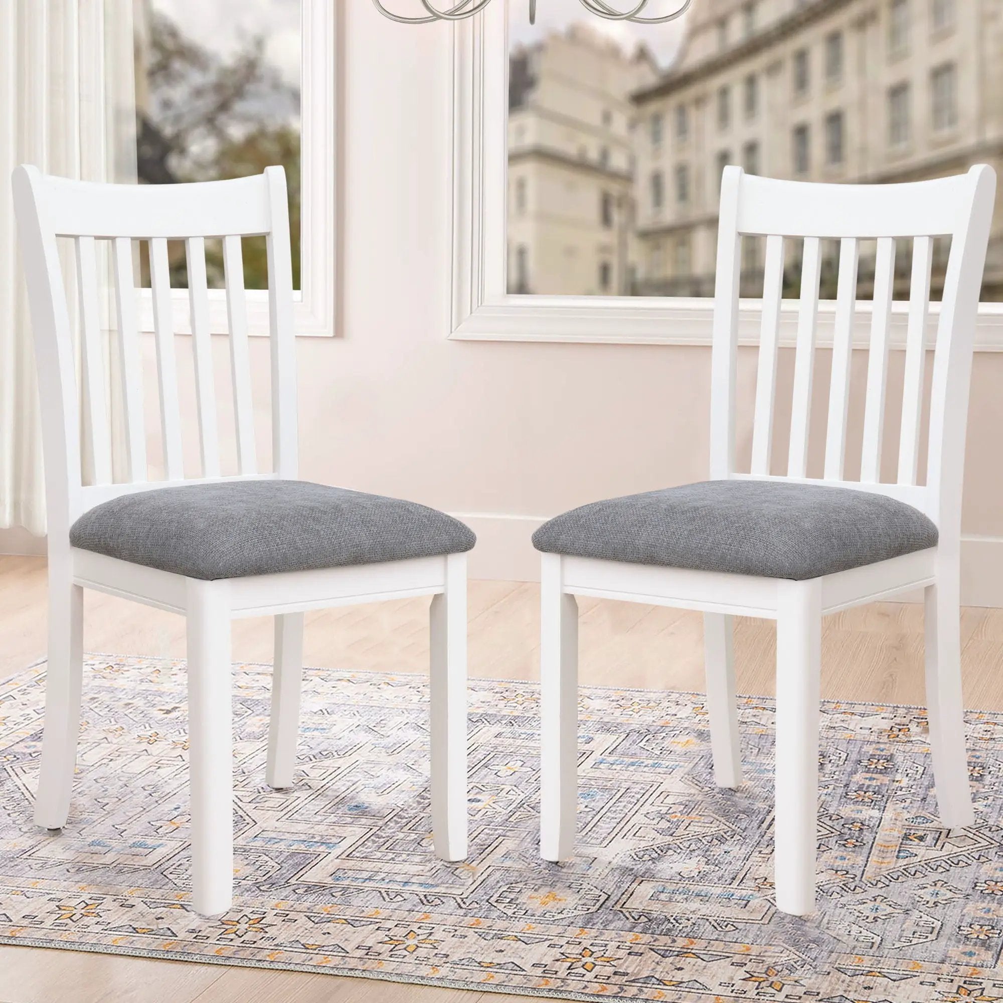 Modern Dining Chair, Wooden Back, Cushion Seats (Set of 2) by HouseOfZazla
