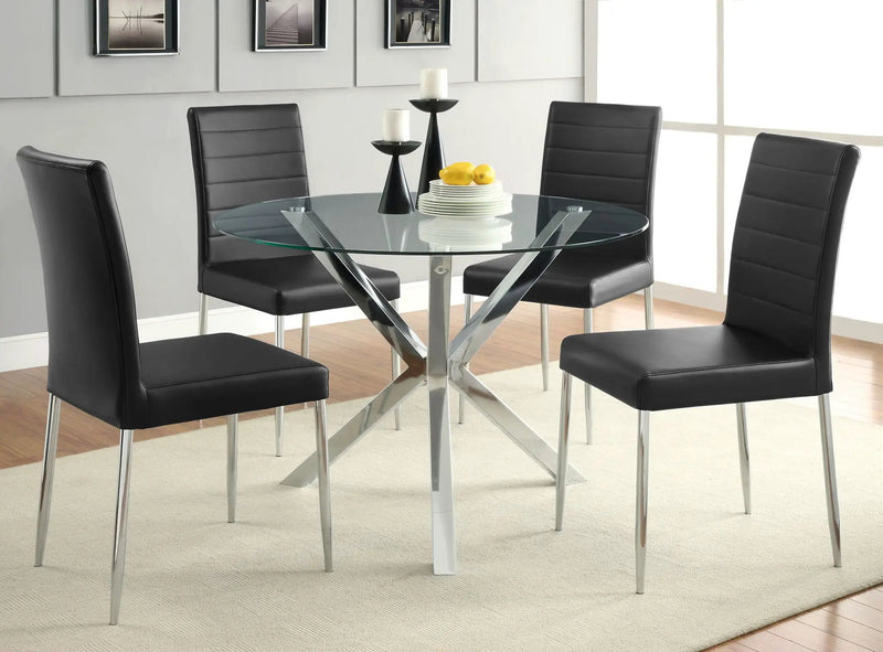 Vance Round 41-inch Glass Top Asterisk Dining Table Chrome by Unique Piece Furniture
