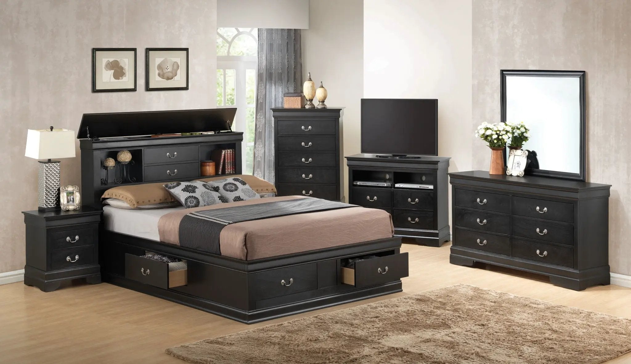 Traditional Style Bookcase Storage Bed by Unique Piece Furniture