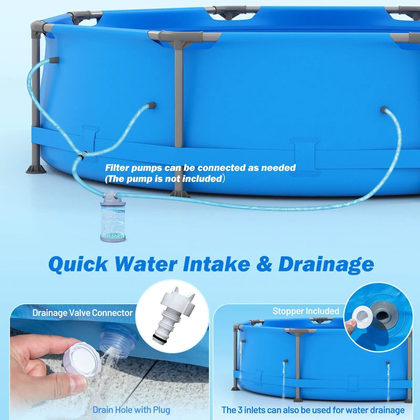 690/978/1158/1617 Gal Outdoor Family Swimming Pool with Metal Frame by DirectDeals
