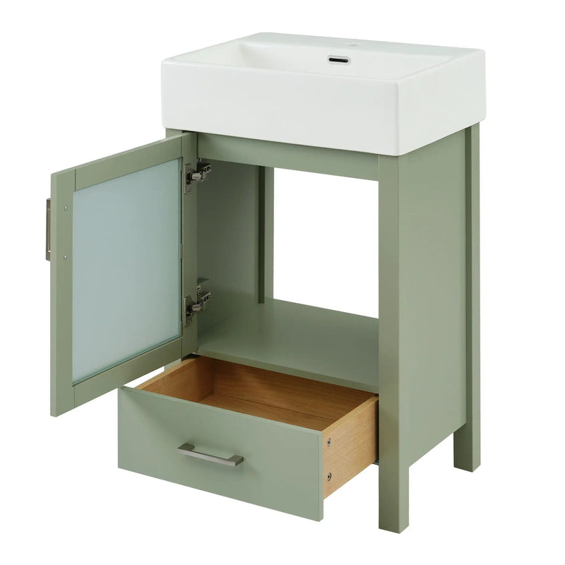 Bathroom Vanity With Ceramic Sink And Ample Storage, Ideal For Small Bathrooms by HouseOfZazla
