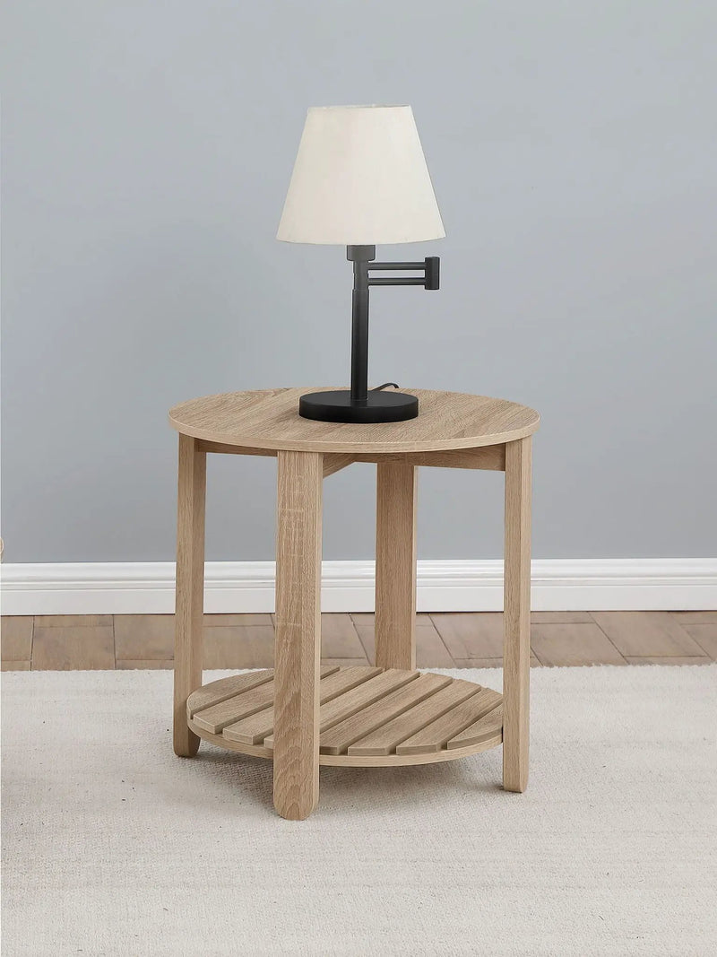 Fowler 1-shelf Round Engineered Wood Side End Table Natural by Unique Piece Furniture