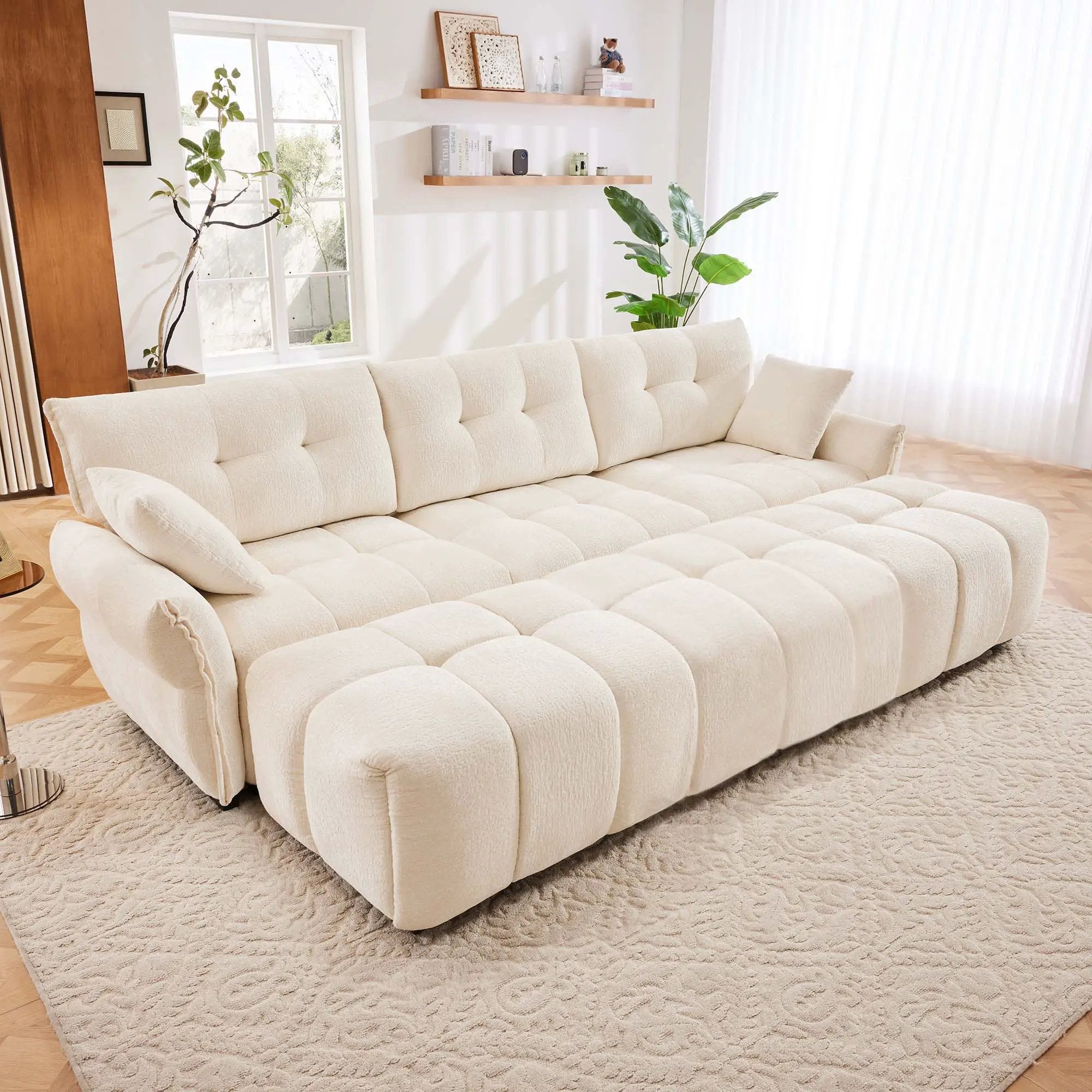 Sofa Set With Ottoman And Pillows, Textured, High Resilience Cushions by HouseOfZazla