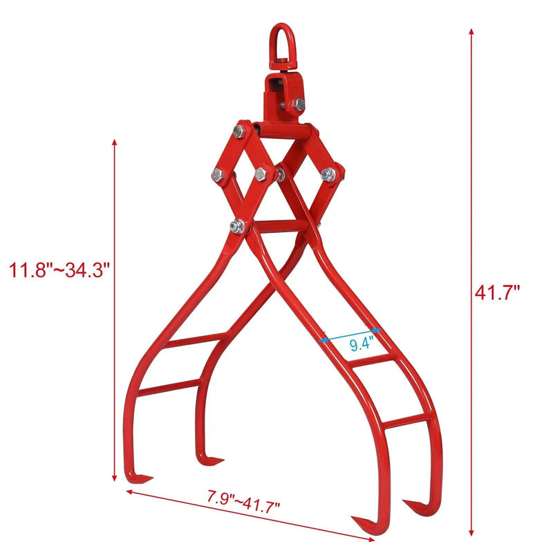 Heavy-Duty 4 Claw Timber Log Lifting Tongs Grabber - Red by HouseOfZazla