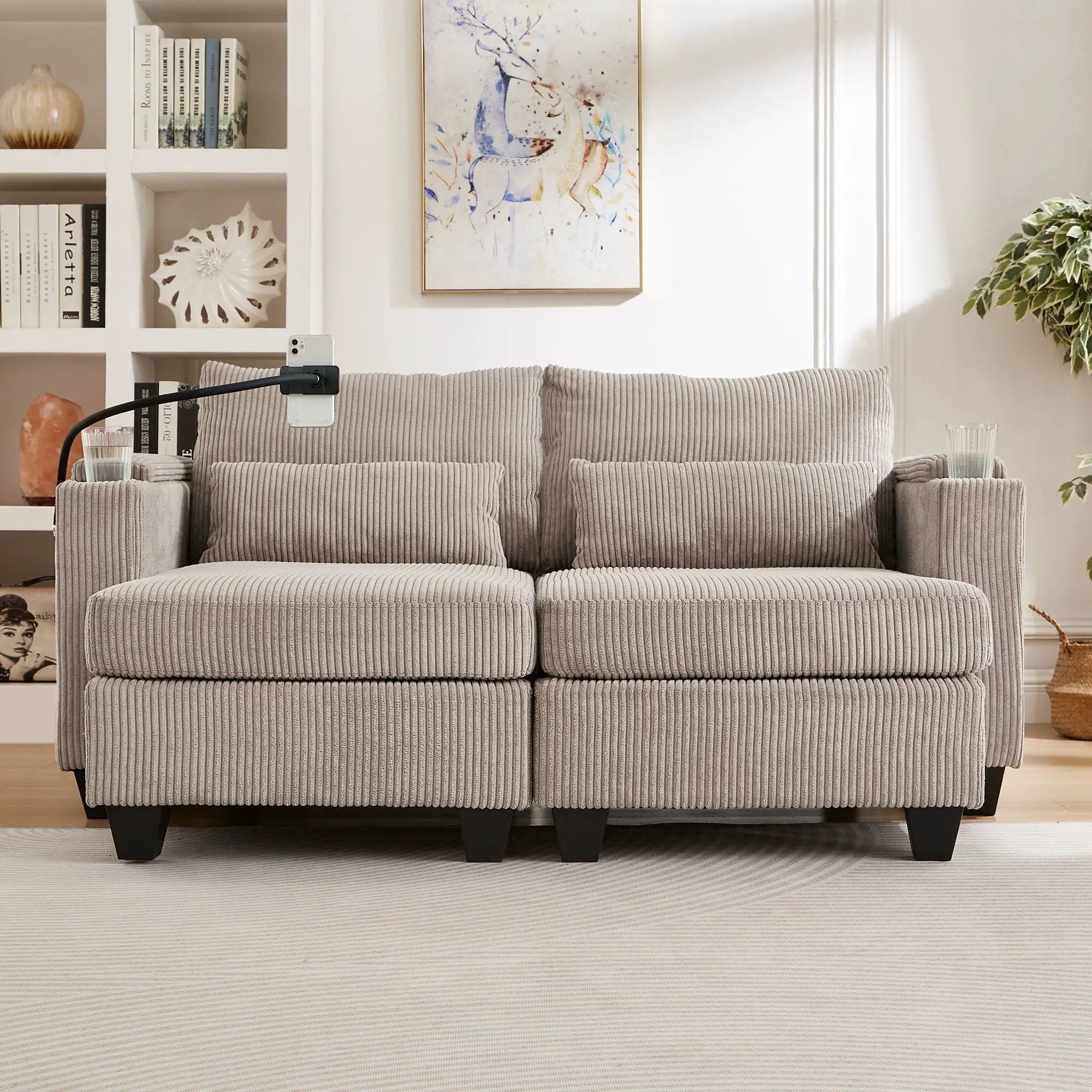 Convertible Chaise Lounge Sofa Chair With USB Ports, Cup Holders, Phone Holder And Storage by HouseOfZazla