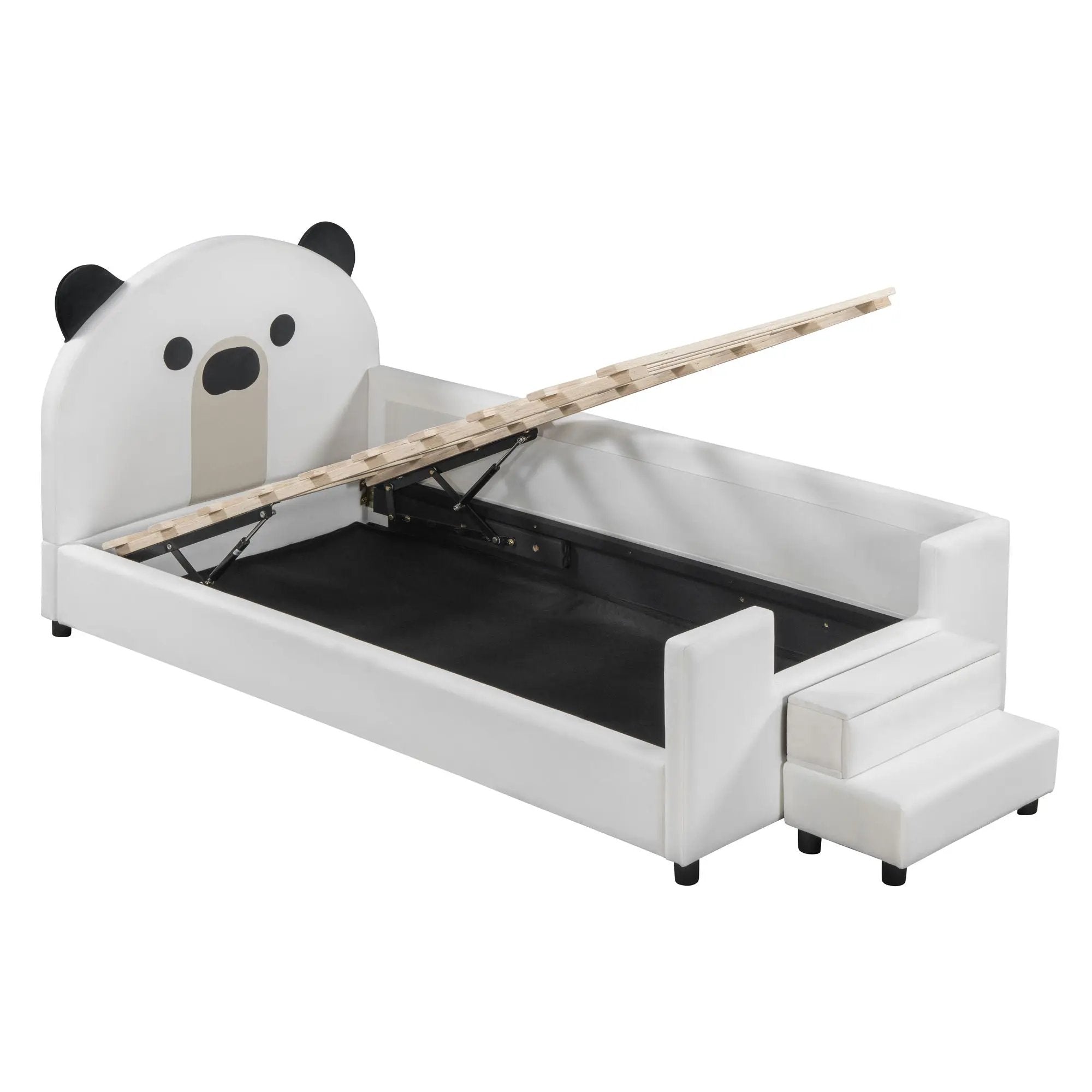 Upholstered Daybed With Bear Shaped Headboard, Hydraulic System And Breathable Fence by HouseOfZazla