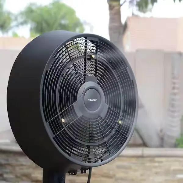 Open Box Newair 18 in. 3-Speed Wide-Angle Oscillating Outdoor Misting Fan and Pedestal Fan for Cool Down 500 sq. ft. - Black by Selzalot