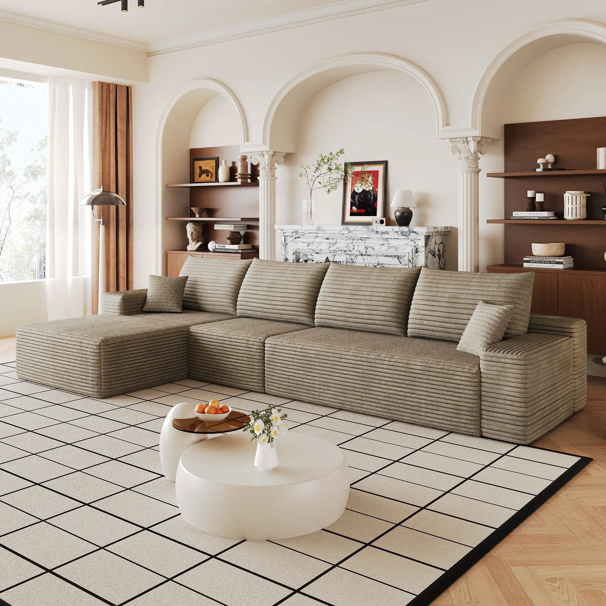 135" Cloud Sectional Couch with L-Shape Chaise by HouseOfZazla