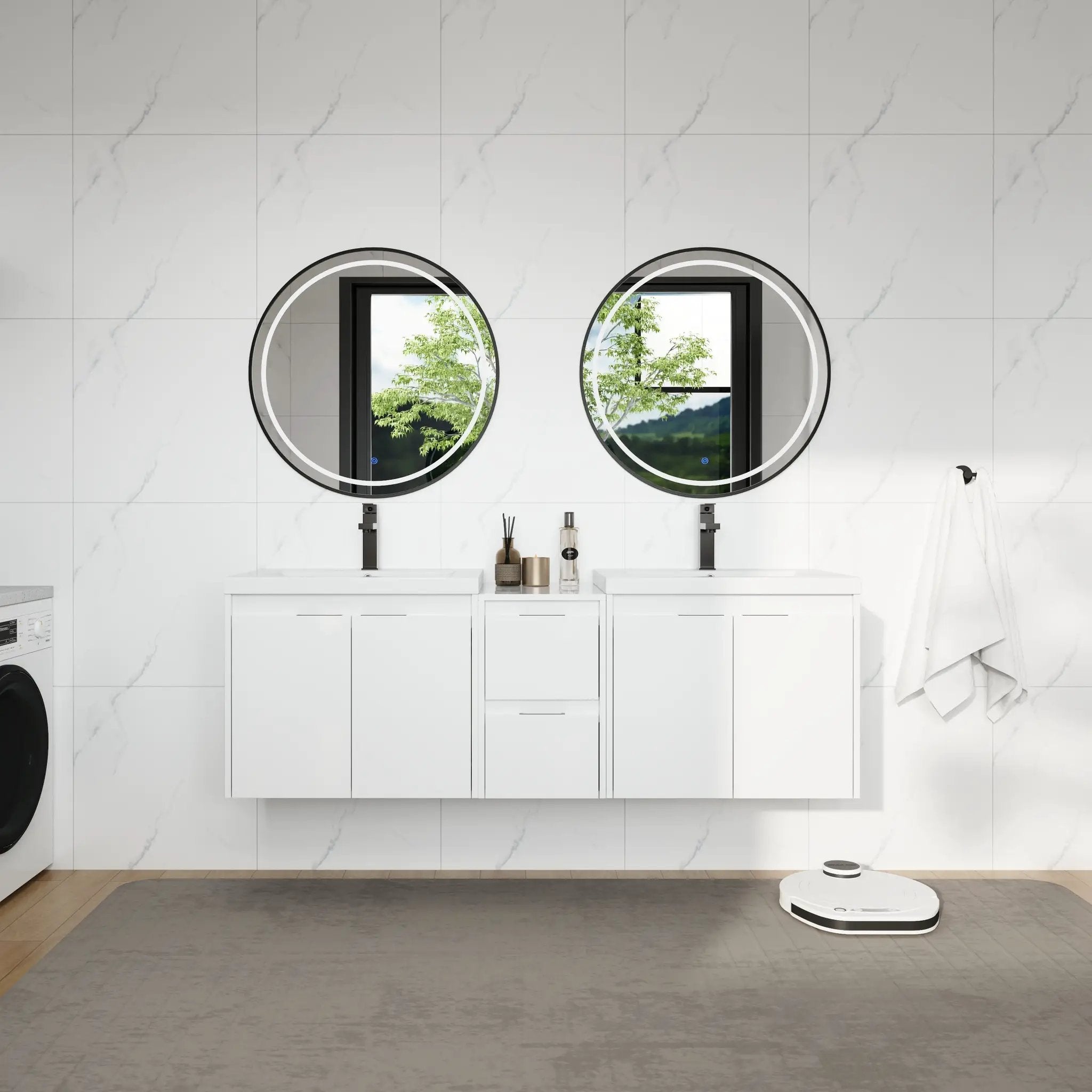 60" Bathroom Vanity With Resin Sink, Soft Close Doors and 1-Side Cabinet by HouseOfZazla