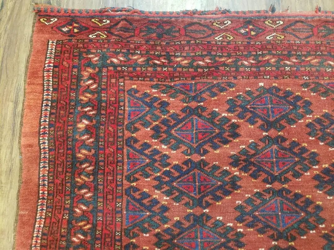 Antique Turkoman Rug 3'4" x 5', Collecticble Yamud Oriental Rug, Seat Pillow Cushion Cover, Tribal Mat, Wool Red Hand-Knotted Mafresh Carpet by Jewel Rugs