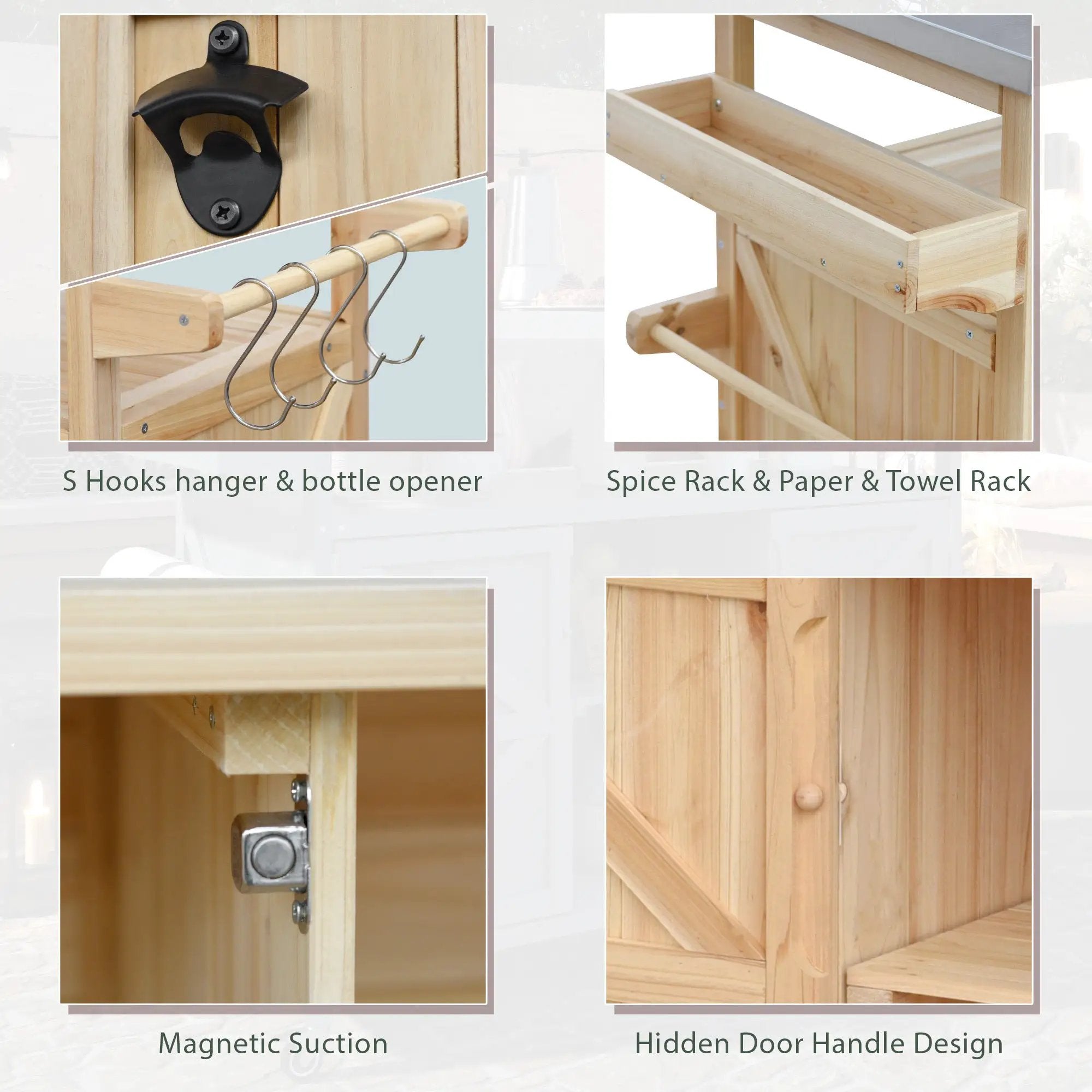 K&K Outdoor Kitchen Island, Rolling Bar Cart & Storage Cabinet by HouseOfZazla