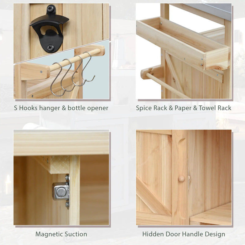 K&K Outdoor Kitchen Island, Rolling Bar Cart & Storage Cabinet by HouseOfZazla