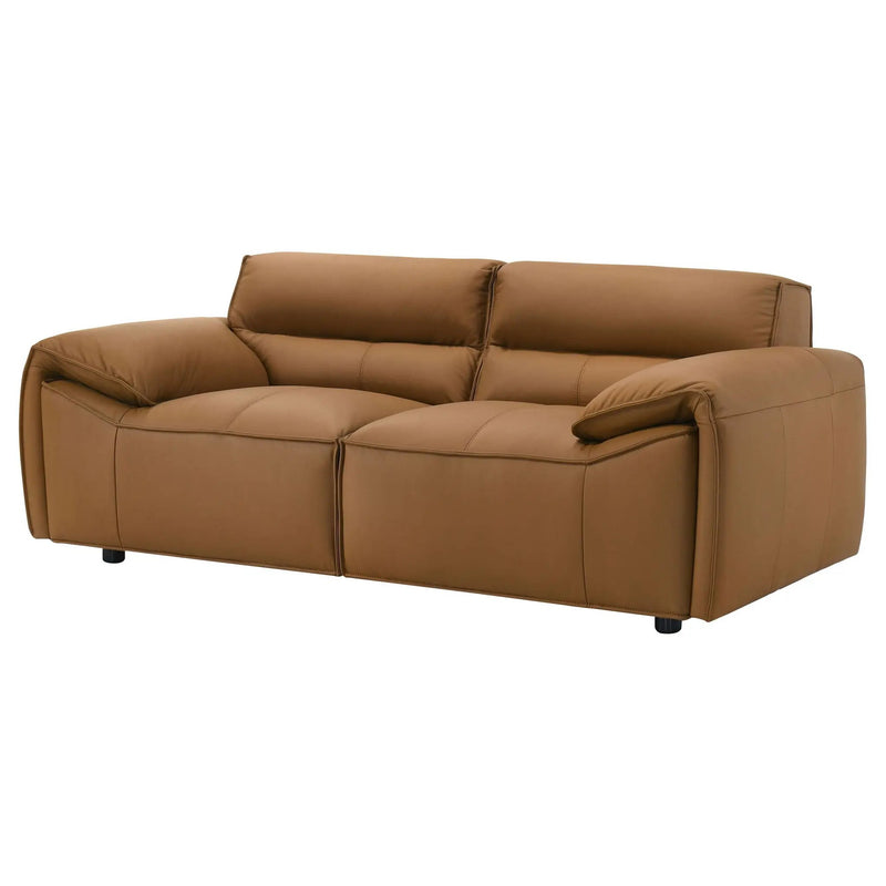 Buxton Top Grain Leather Upholstered Loveseat Orange by Unique Piece Furniture