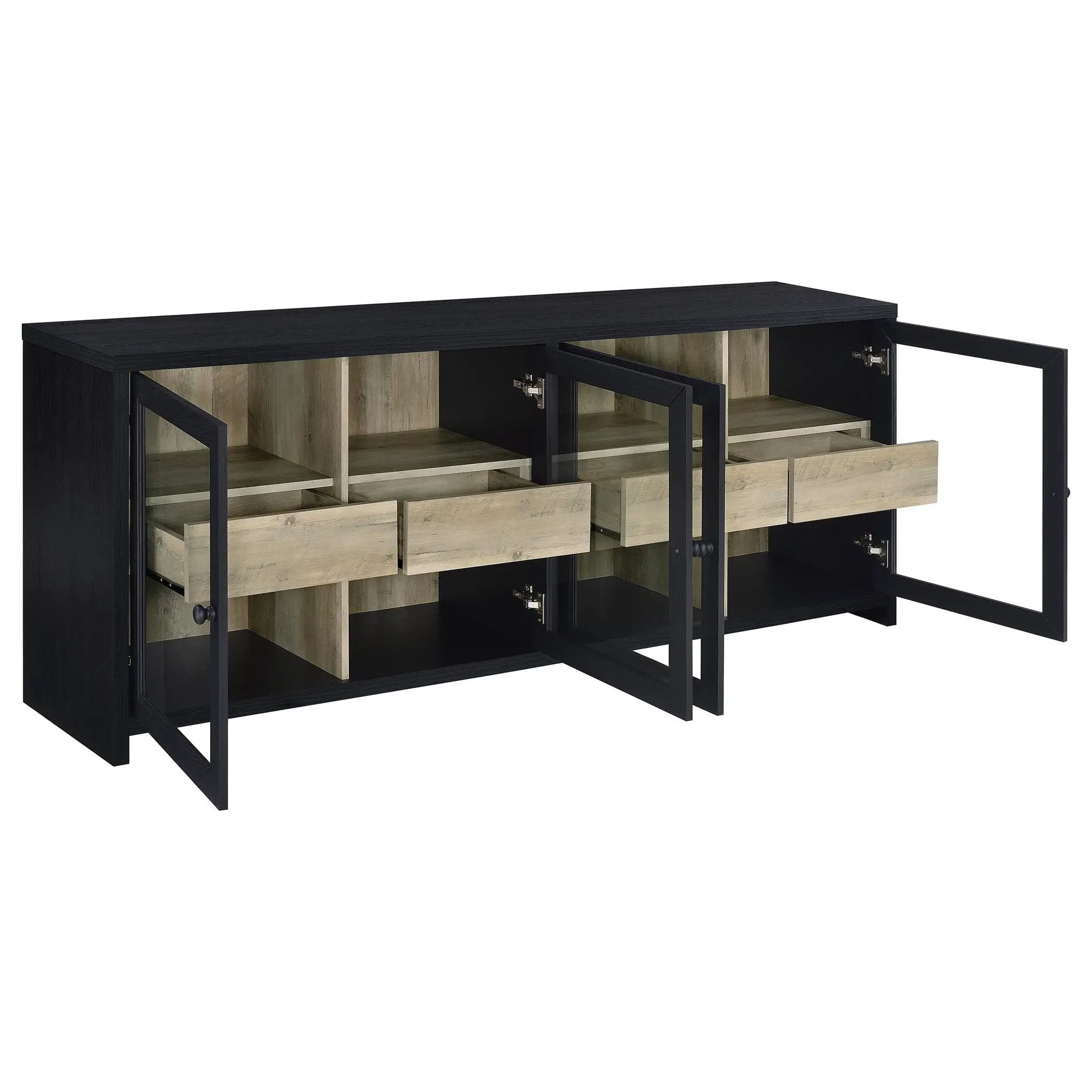 Denison 3-piece Entertainment Center 79-inch TV Stand Black by Unique Piece Furniture