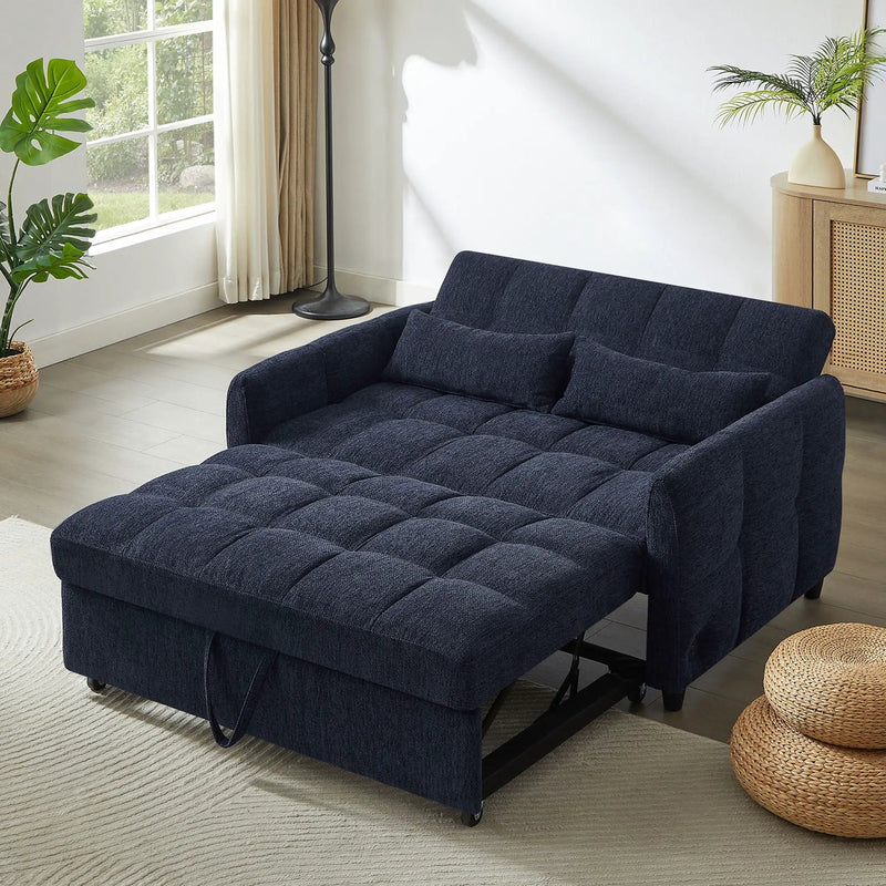 Loveseat Sofa Pull-Out Bed With Adjustable Backrest, 3 USB Ports And 2 Lumbar Pillows For Living Room by HouseOfZazla