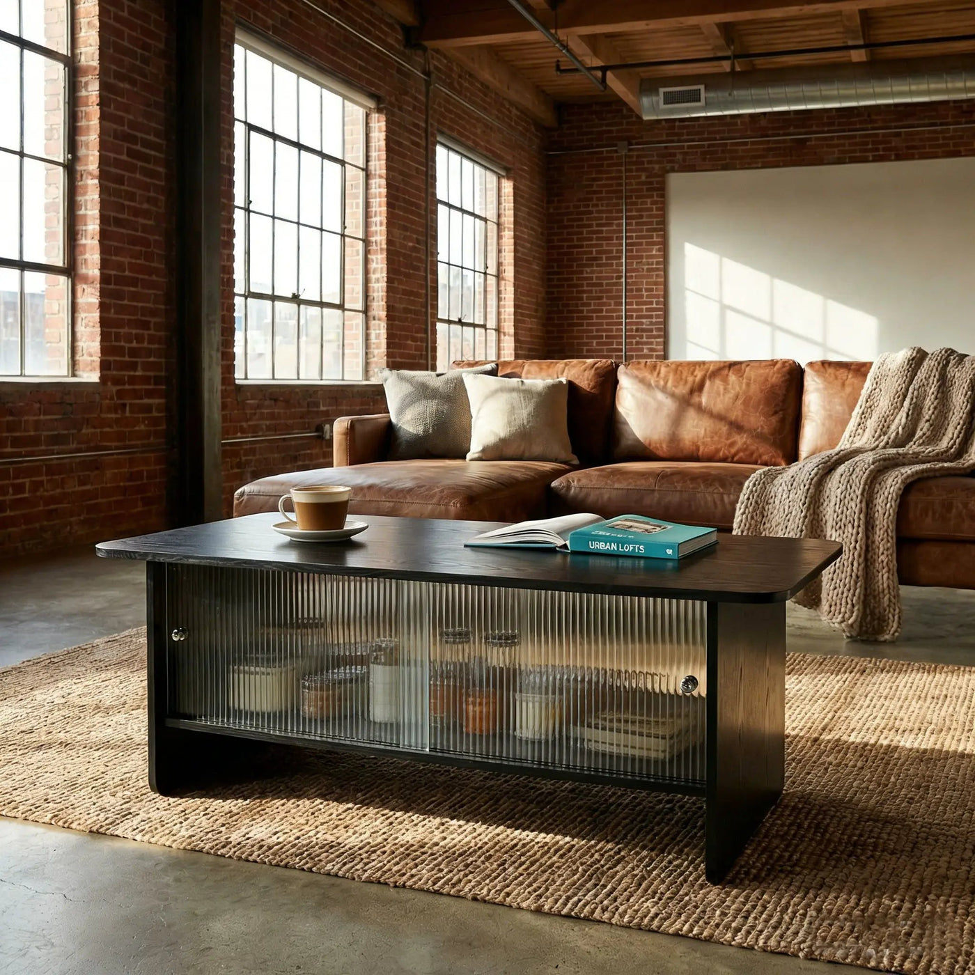 Rectangular Coffee Table With Sliding Door Storage Center by HouseOfZazla