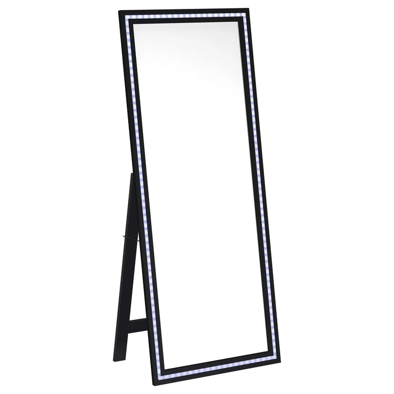 Windrose 28 x 67 Inch Tempered LED Standing Mirror Black by Unique Piece Furniture