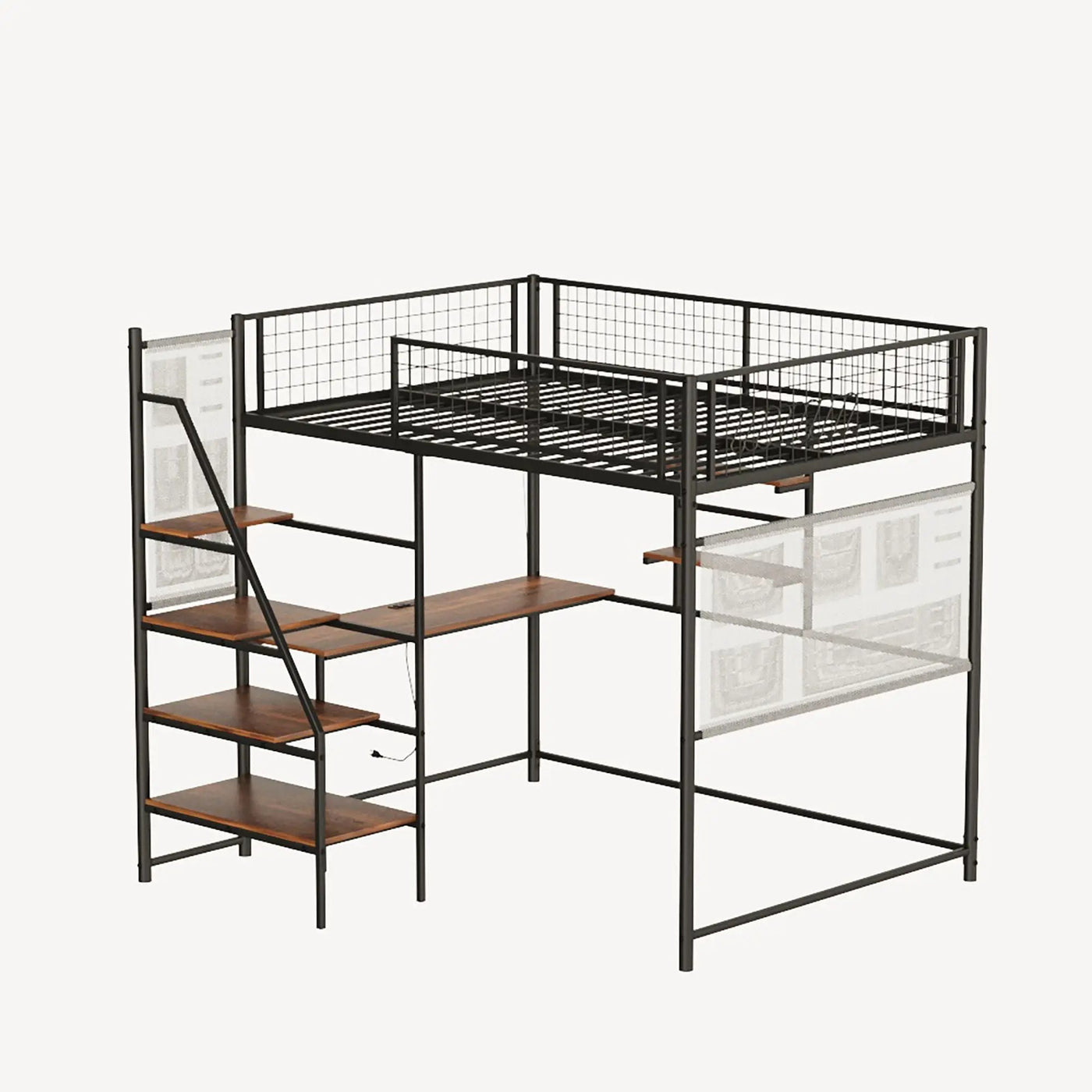 Metal Loft Bed With Built - In Charging Station And LED Light by Unique Piece Furniture