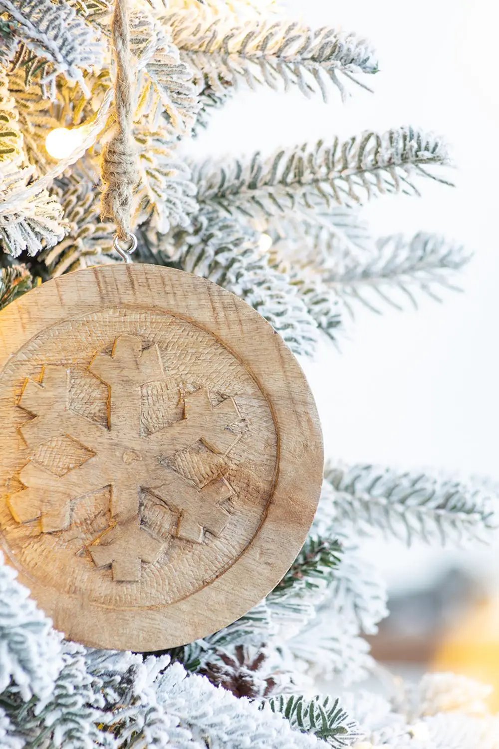 Wooden Hanging Circle With Snowflake Cut Decorative Hanging Christmas Tree Ornaments For Holiday Party Decorations (Set of 12) - Multi by Unique Piece Furniture