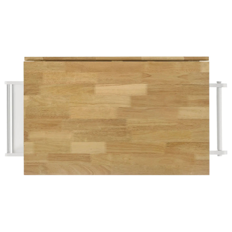 Jalen 3-door Mobile Kitchen Cart Natural Brown and White by Unique Piece Furniture
