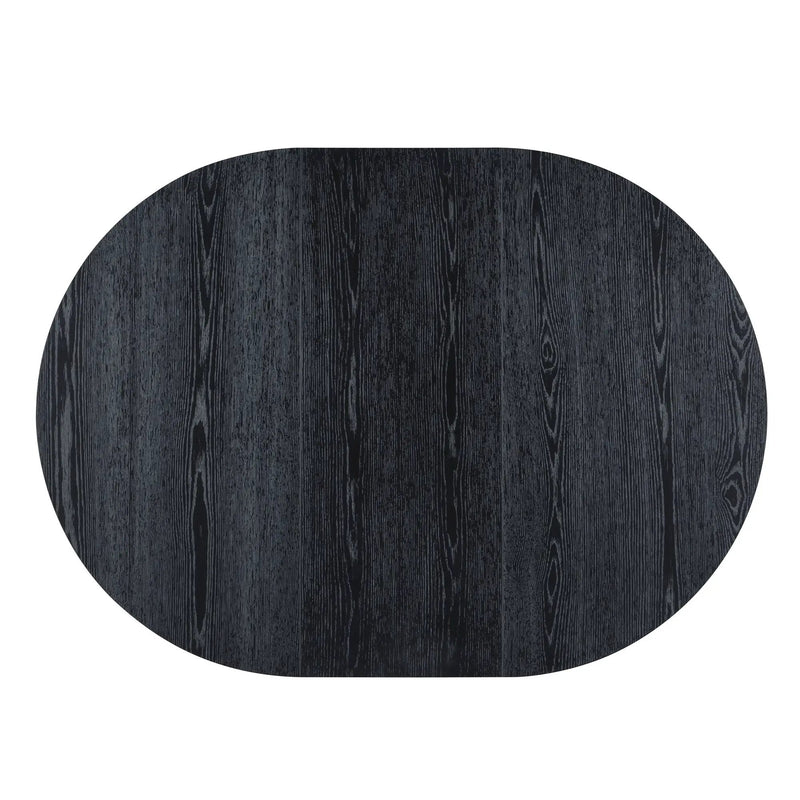5 Piece Dining Set Extendable Round Table And 4 Chairs - Black / Oak