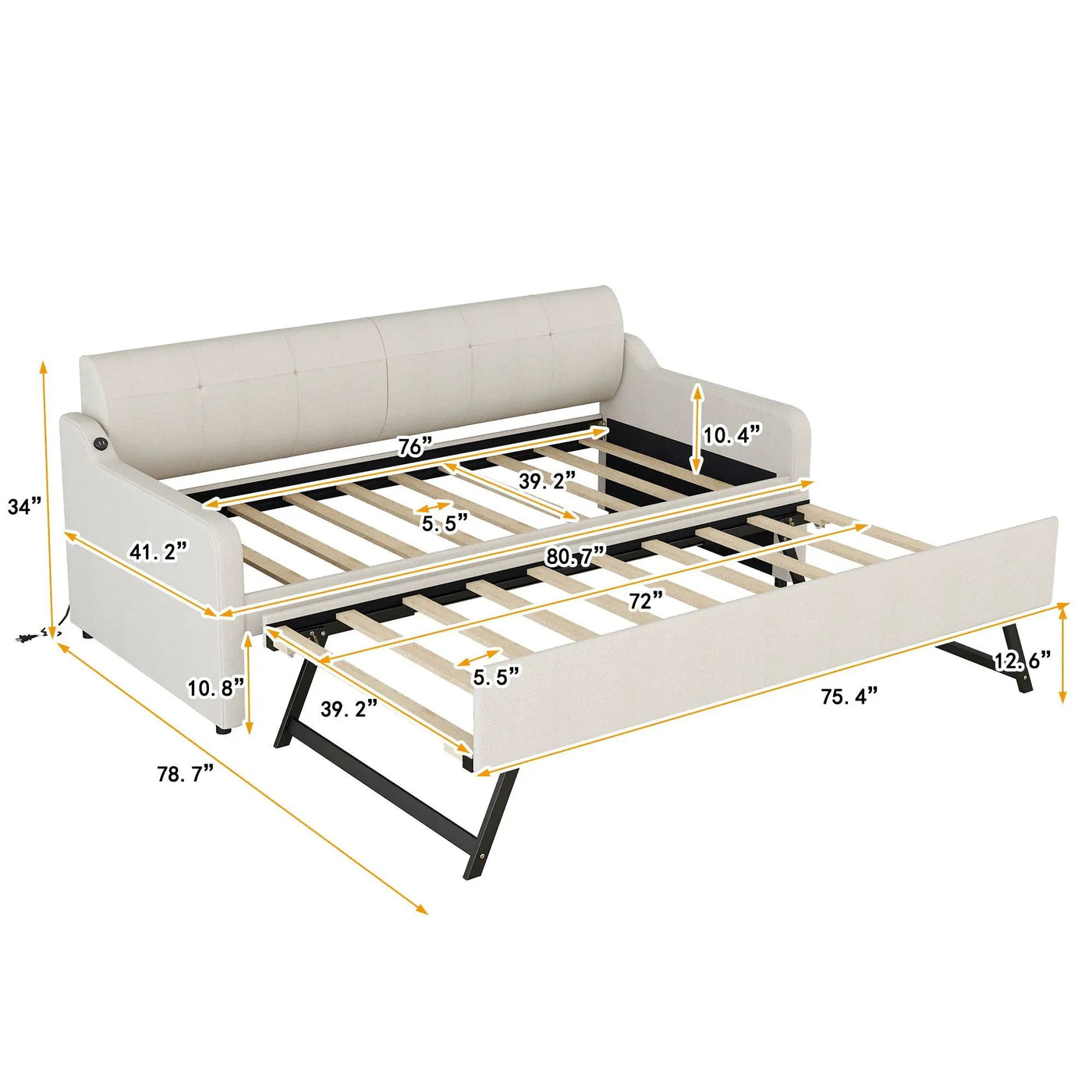 Upholstered Daybed With Trundle And USB Charging by HouseOfZazla