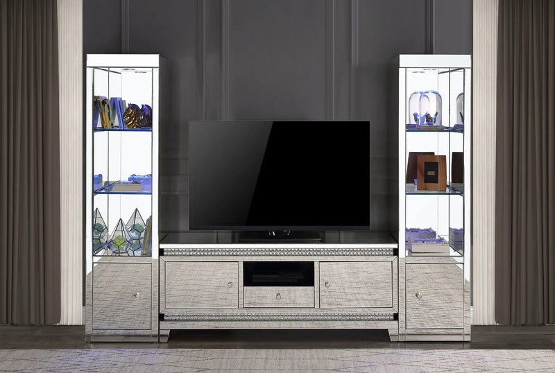 Lotus - TV Stand - Mirrored, Faux Ice Cube Crystals by Unique Piece Furniture