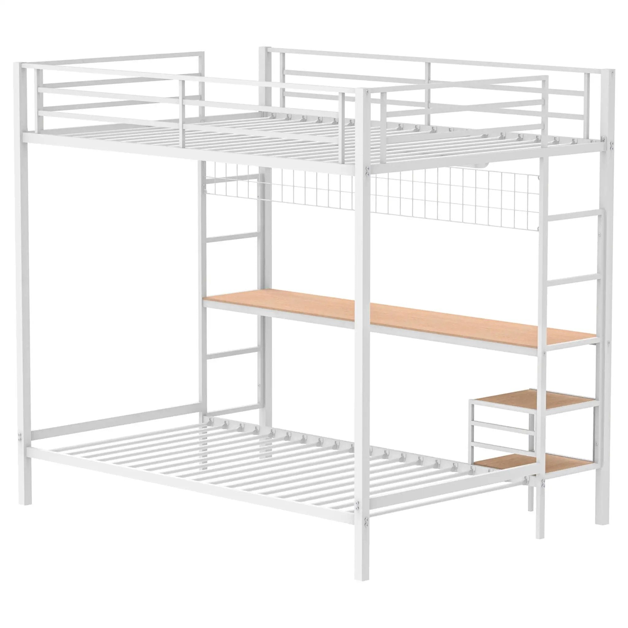 Bettoni Metal Full Over Twin Workstation Bunk Bed Matte White by Unique Piece Furniture