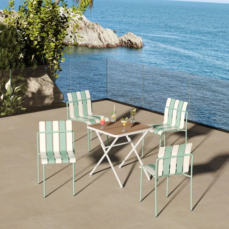 4 Piece Set Of Modern Color Block Designed Single Chairs With Folding Square Table by HouseOfZazla