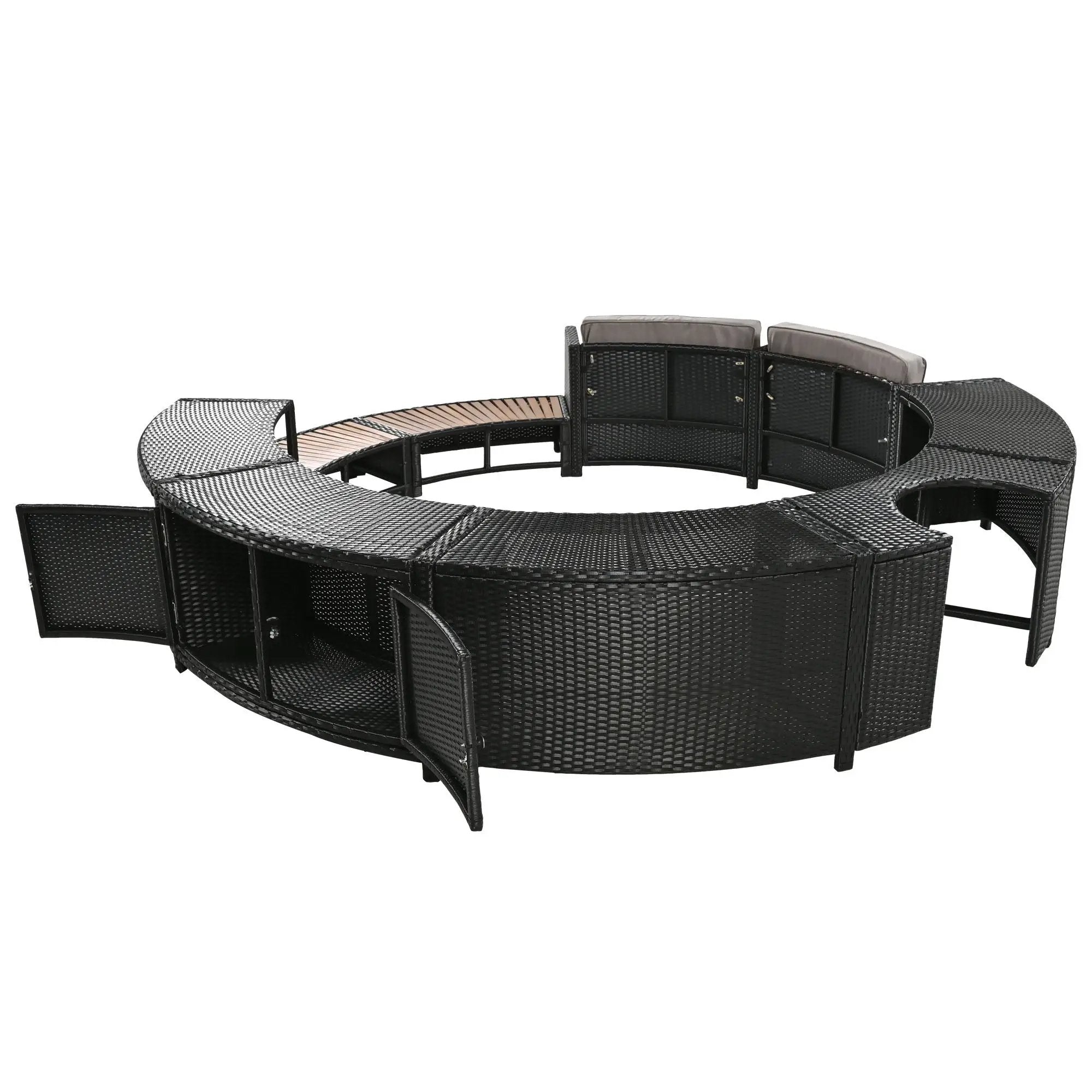 Spa Surround Spa Frame Patio Rattan Sofa Set With Storage Spaces, Mini Sofa And Comfortable Cushion For Patio, Backyard by HouseOfZazla