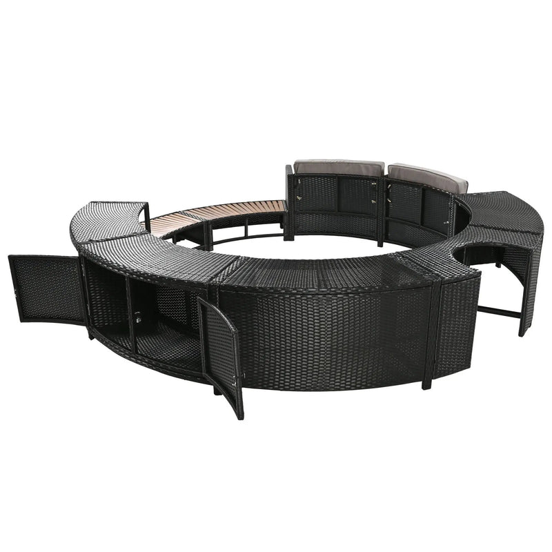 Spa Surround Spa Frame Patio Rattan Sofa Set With Storage Spaces, Mini Sofa And Comfortable Cushion For Patio, Backyard by HouseOfZazla