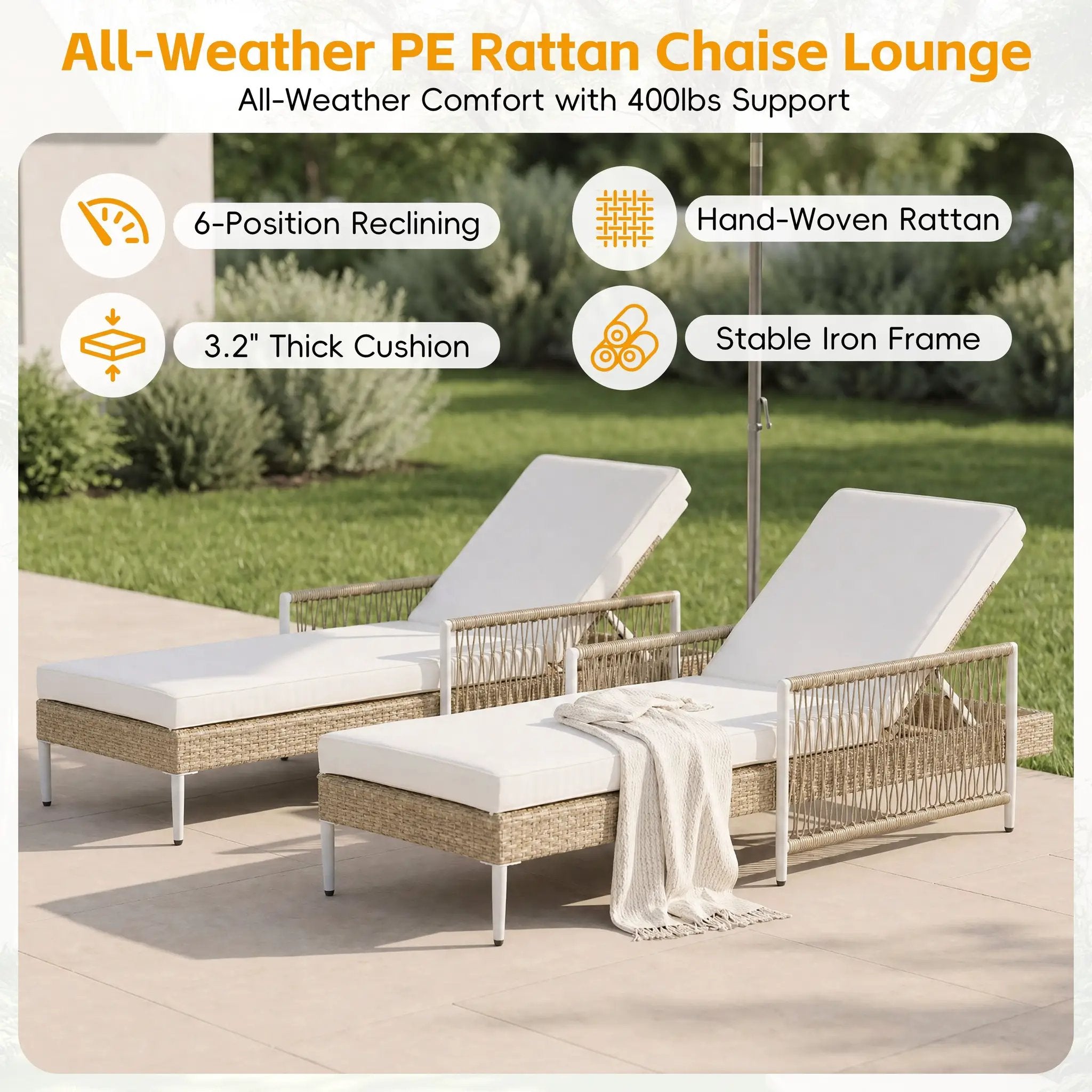 TOPMAX Outdoor All-Weather PE Rattan Chaise Lounge by HouseOfZazla