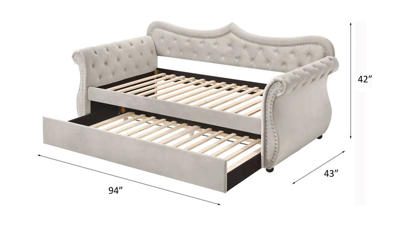 Adkins Twin Daybed With Trundle - Beige by HouseOfZazla