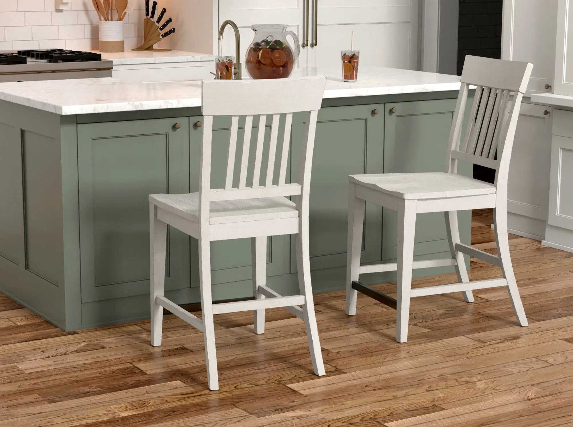 Slat Back Counter Stools (Set of 2) - White by Unique Piece Furniture
